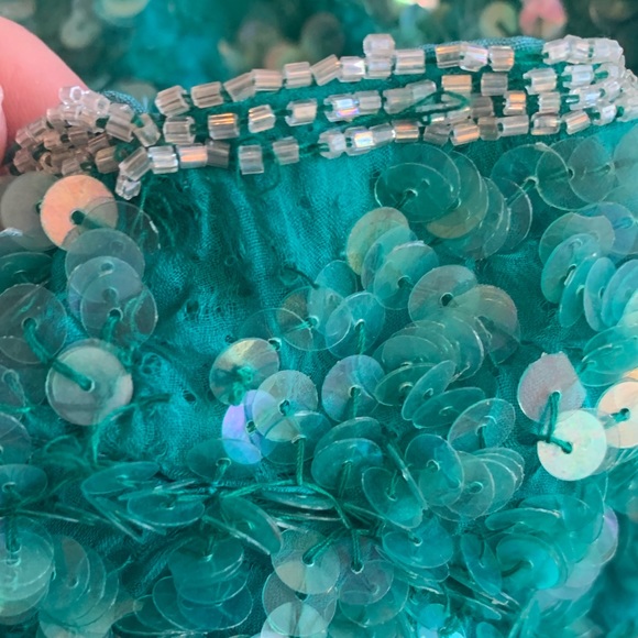 Vintage Nipon Night Teal Sequin Dress with purse - Picture 8 of 8